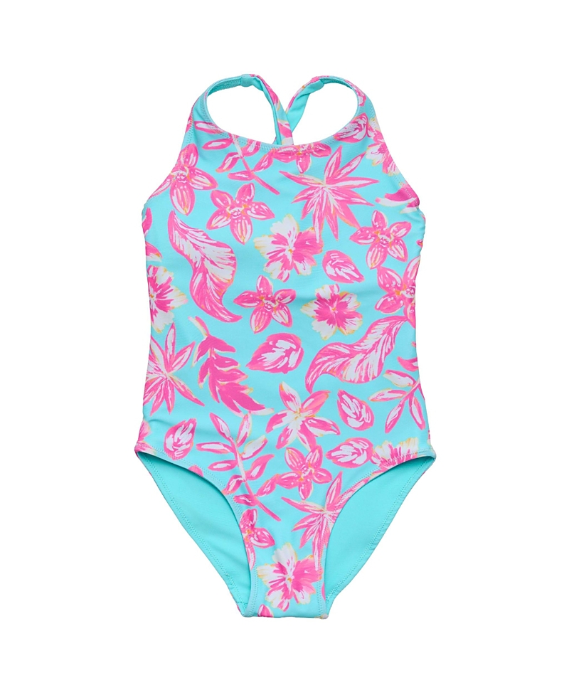 Snapper Rock Girls' Tropical Glow X Back Swimsuit - Little Kid, Big Kid