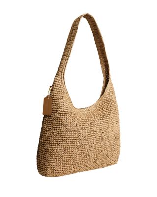 Brooklyn 34 Medium Shoulder Raffia Bag in Brown