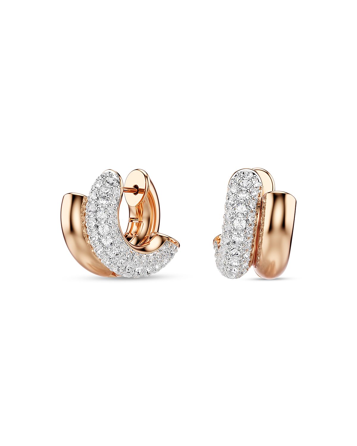 Swarovski Dextera Crystal Double Row Tubular Hoop Earrings