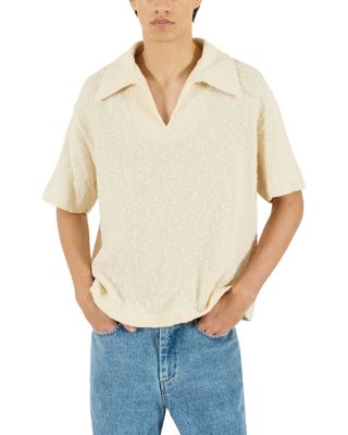 Textured Cotton Knit Polo Shirt