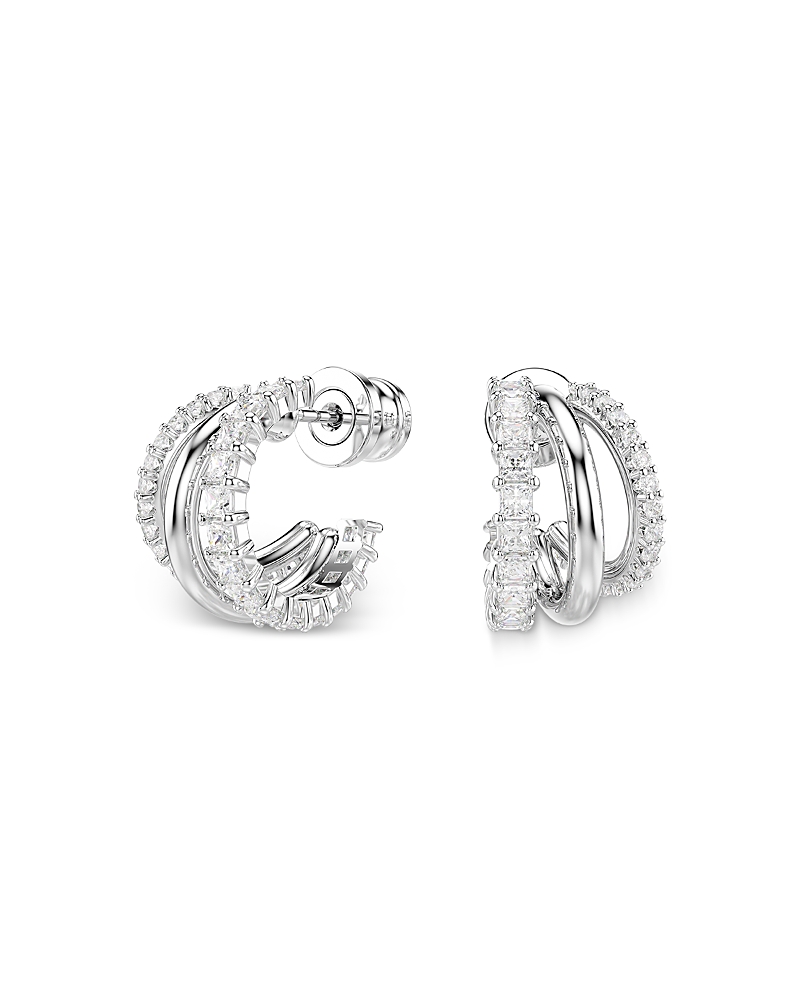 Swarovski Hyperbola Cubic Zirconia Triple Row Hoop Earrings