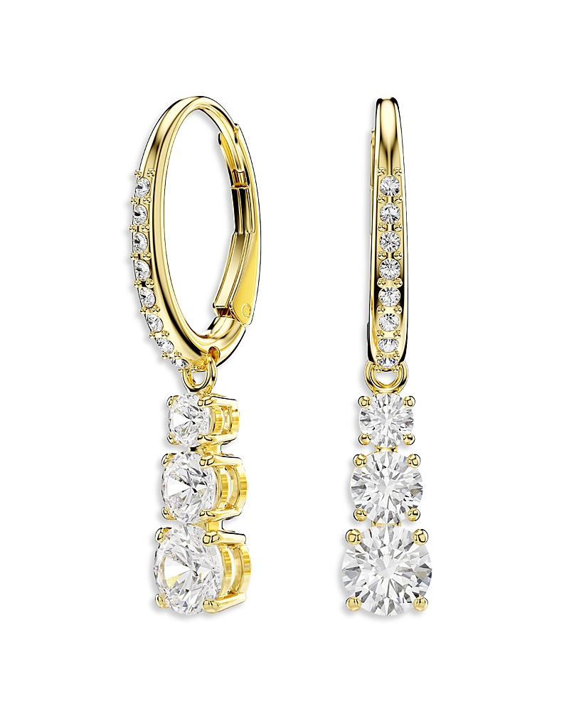 Swarovski Stilla Attract Triple Crystal Charm Hoop Earrings