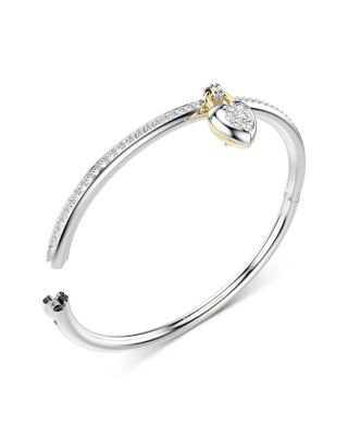 Idyllia Crystal & Cubic Zirconia Heart Charm Bangle Bracelet