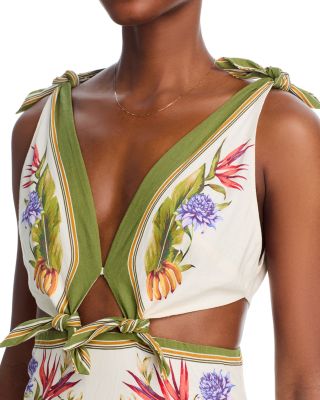 Tropical Scarf Sand Midi Dress