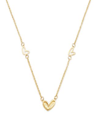 14K Yellow Gold Heart Pendant Necklace, 18"