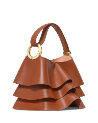 Halo Pleated Wave Mini Leather Bucket Bag