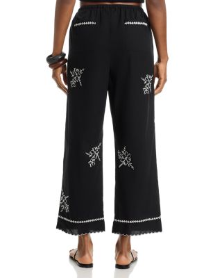 Embroidered Wide Leg Pants