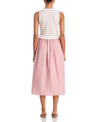 Stripe Knit Poplin Midi Dress - Exclusive