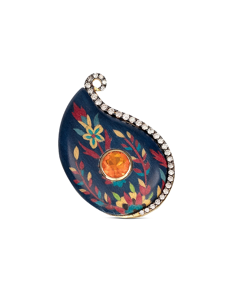 Silvia Furmanovich 18K Yellow Gold Kashmir Fire Opal & Diamond Marquetry Colorful Ceramic Ring