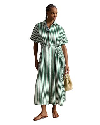 white christmas dresses Linen Plaid Casual Loose Shirt Dress,Winter Long Shirt for Women Q7811 L main image 0