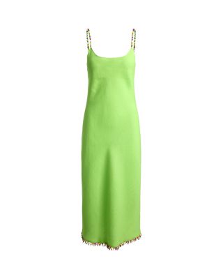 Beaded Trim Linen Slip Dress