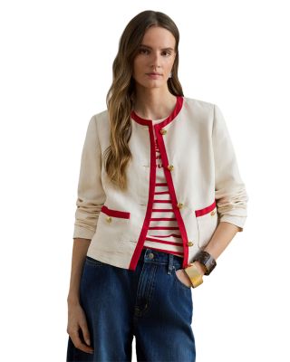 Two Tone Linen Blend Twill Blazer