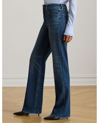 High Rise Straight Wide Leg Jeans in Blue