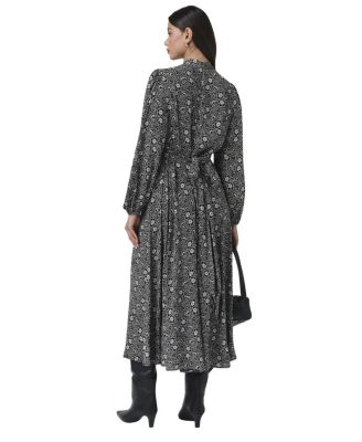 Petal Crepe V Neck Midi Waisted Dress