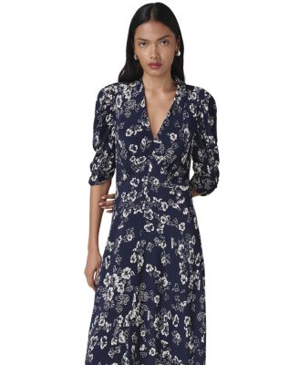 Mia Crepe Floral Midi Tea Dress