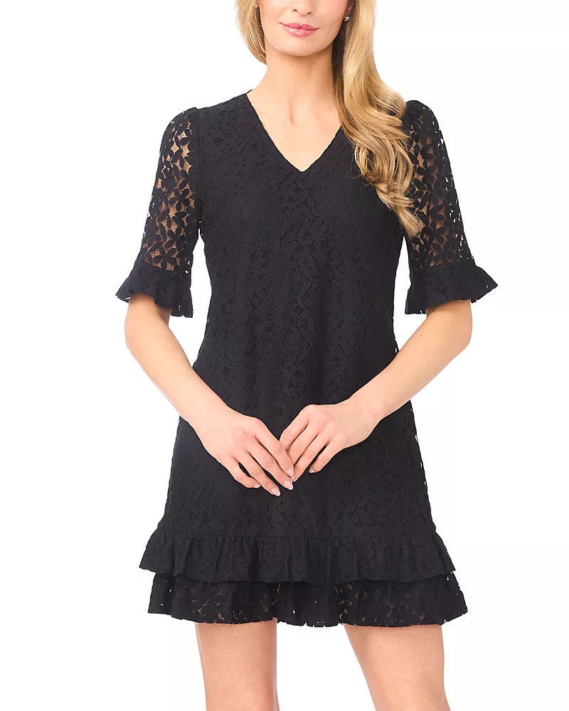 CeCe Lace V Neck Shift Dress