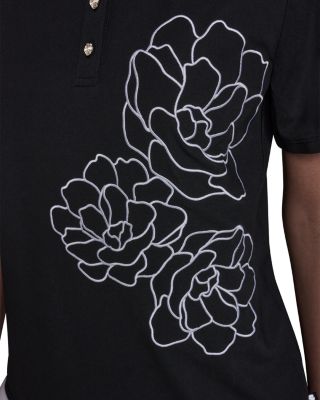 Floral Embroidered Polo Top