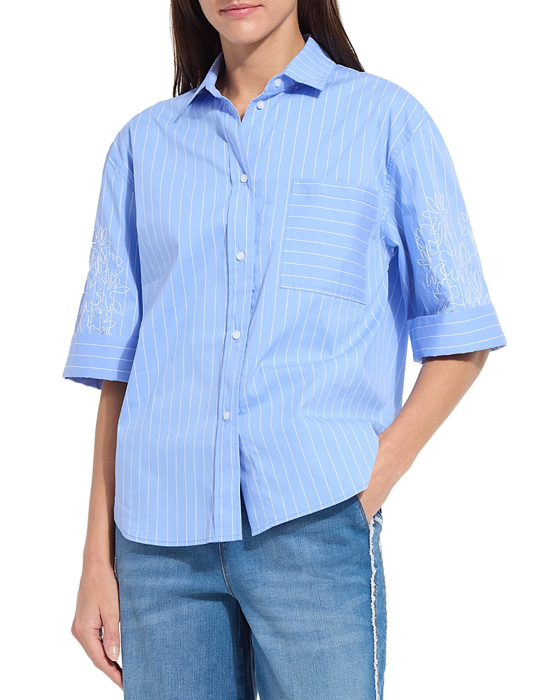 Lysse Hazel Stripe Embroidered Sleeves Shirt