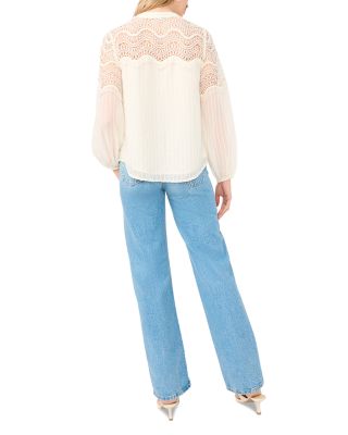 Split Neck Button Front Blouse