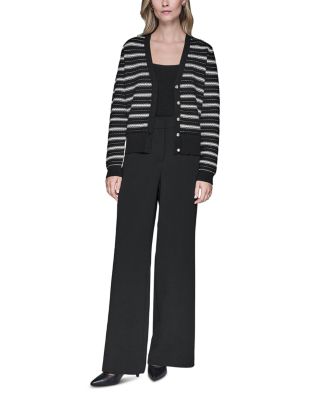 Striped V Neck Cardigan