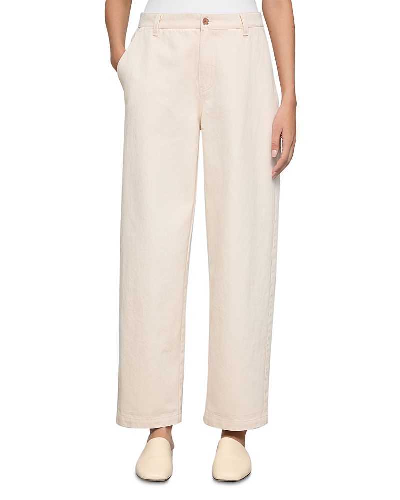 Lafayette 148 New York Kent Barrel Leg Jeans in Washed Ecru