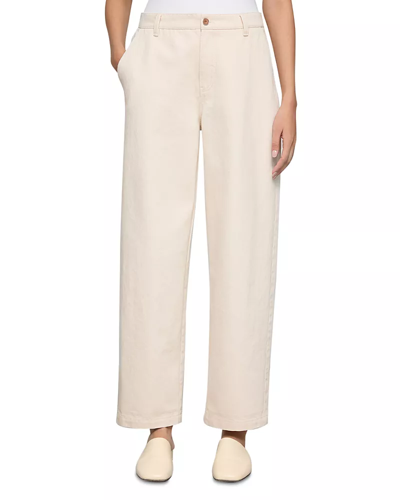 Lafayette 148 New York Kent Barrel Leg Jeans in Washed Ecru