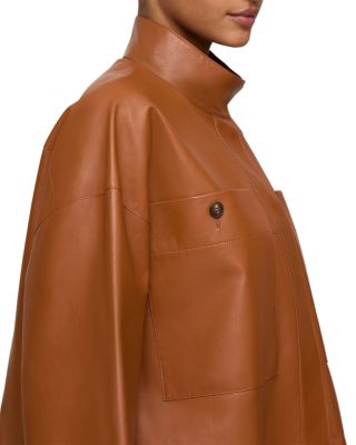 Leather Short Sleeve Oversized Shirt Jacket