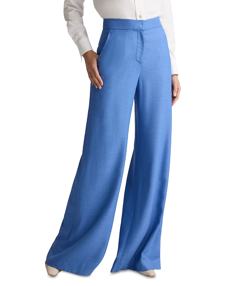 St John Wide Leg Suiting Pants In Blue
