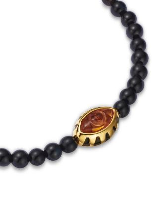 14K Yellow Gold Yellow Aventurine Eye of the Idol Tiger Eye Bead Bracelet