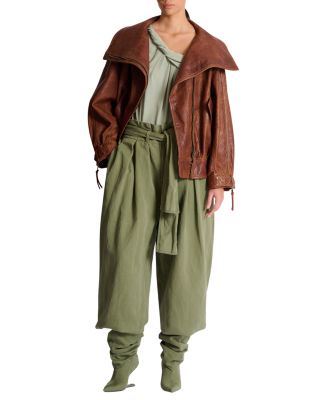  Twill High-Waisted Trousers