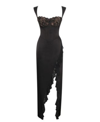  Freddie Lace Bustier Satin Slip Maxi Corset Dress