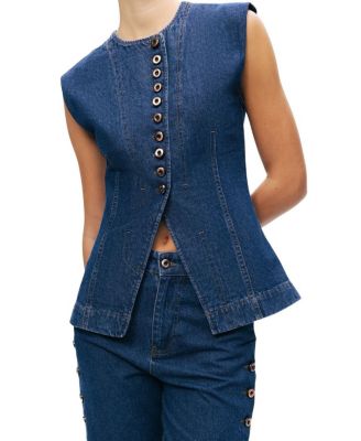 Button-Front Denim Vest