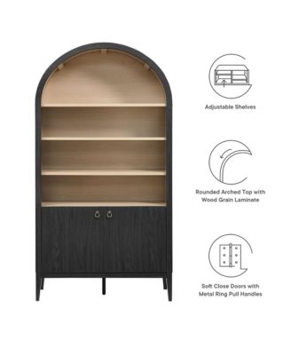 Nolan 74" Tall Wide Arched Storage Display Cabinet Bookshelf