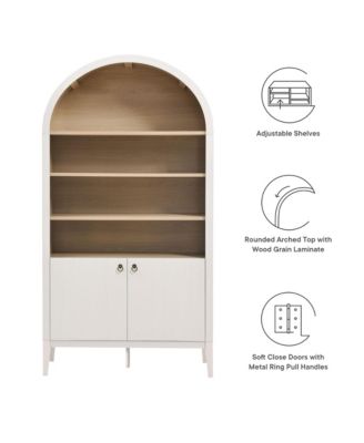 Nolan 74" Tall Wide Arched Storage Display Cabinet Bookshelf