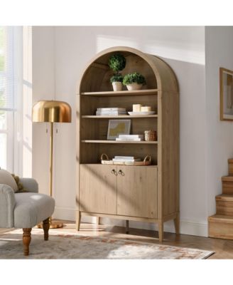 Nolan 74" Tall Wide Arched Storage Display Cabinet Bookshelf