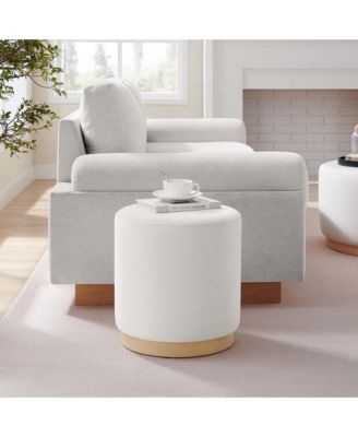 Tilden 16" Round Performance Velvet Upholstered Ottoman