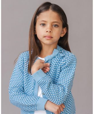 Girls' Organic Tweed Stitch Bow Cardigan - Little Kid, Big Kid