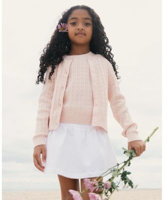 Girls' Organic Short Sleeve Cable Sweater - Little Kid, Big Kid