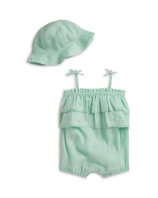 Girls' Embroidered Linen Shortall & Bucket Hat Set - Baby