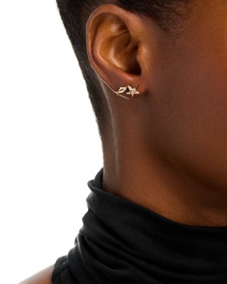 14K Yellow Gold Diamond Fish & Starfish Mismatch Stud Earrings - Exclusive