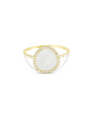Rainbow Moonstone & Diamond Ring
