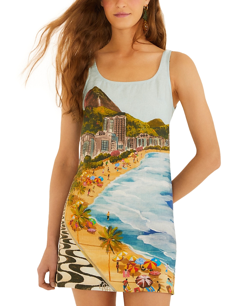 Farm Rio Copacabana Beach Linen Mini Dress