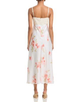 Sleeveless Floral and Lace Midi Dress - Exclusive