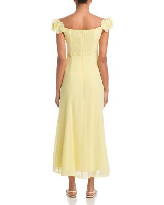 Appliqu&eacute; Floral Off-the-Shoulder Midi Dress - Exclusive