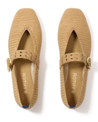 Women's Max Buckle Knit Mesh Mary Jane Flats