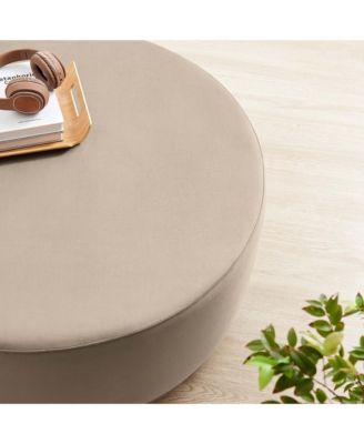 Tilden Large 38" Round Performance Velvet Upholstered Ottoman