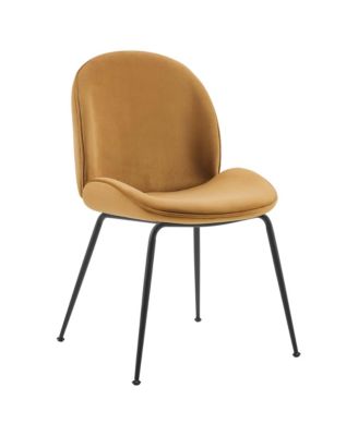 Scoop Black Powder Coated Steel Leg Performance Velvet Dining Chairs, Set of 2