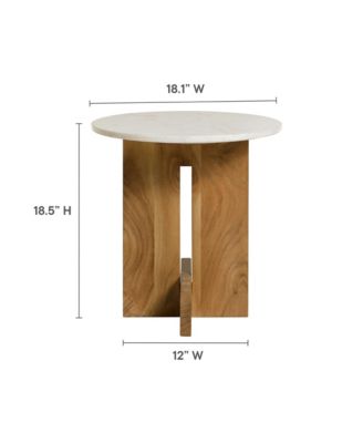 Tarin Acacia Wood and Marble Side Table