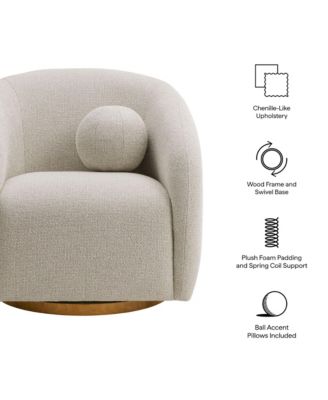 Holland Swivel Chenille Fabric Armchair