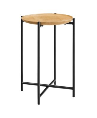 Xilo Round Wood and Metal Side Table